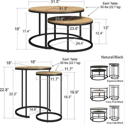 Camdale Espresso 4-Piece Nesting Coffee and End Table Bundle