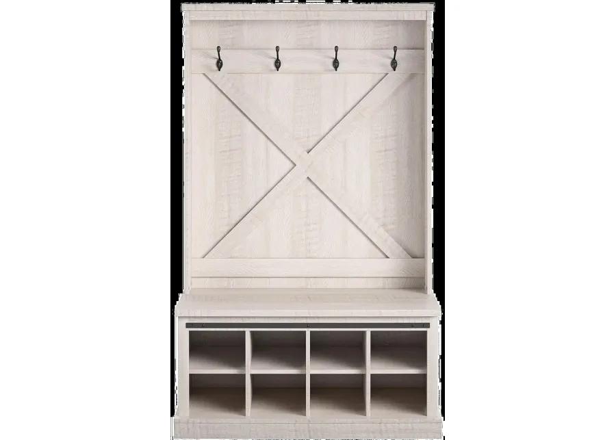 Knox County White Entryway Bench with Hall Tree