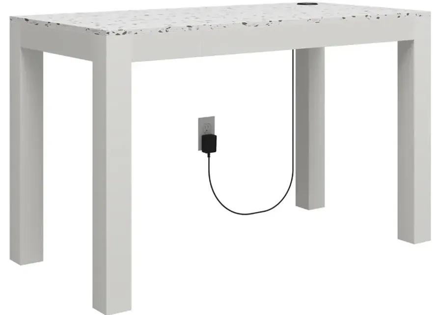 Astor White Desk with Wireless Charger