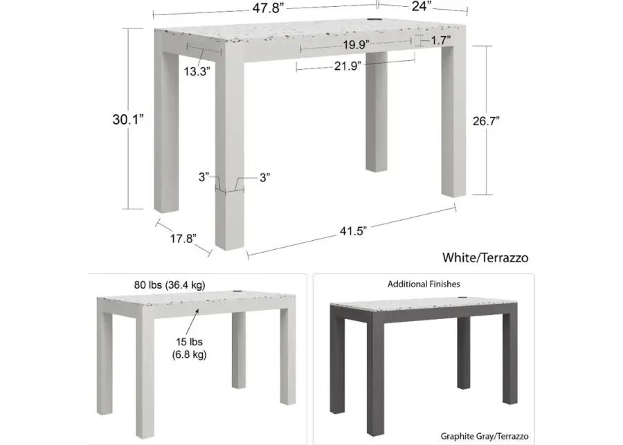 Astor White Desk with Wireless Charger