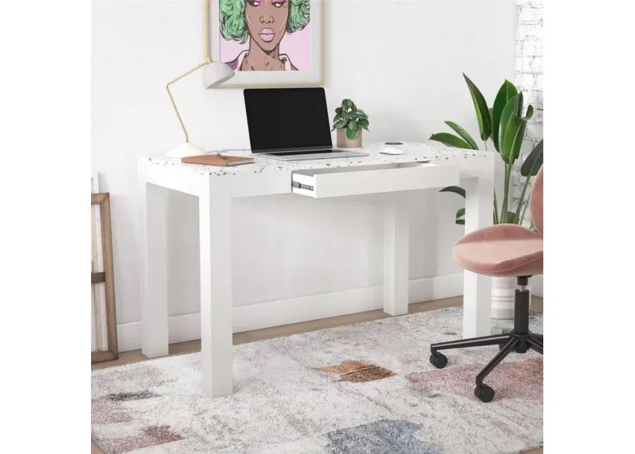 Astor White Desk with Wireless Charger