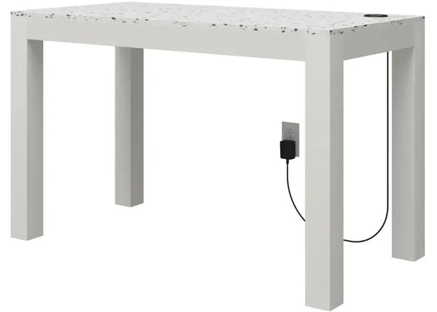 Astor White Desk with Wireless Charger