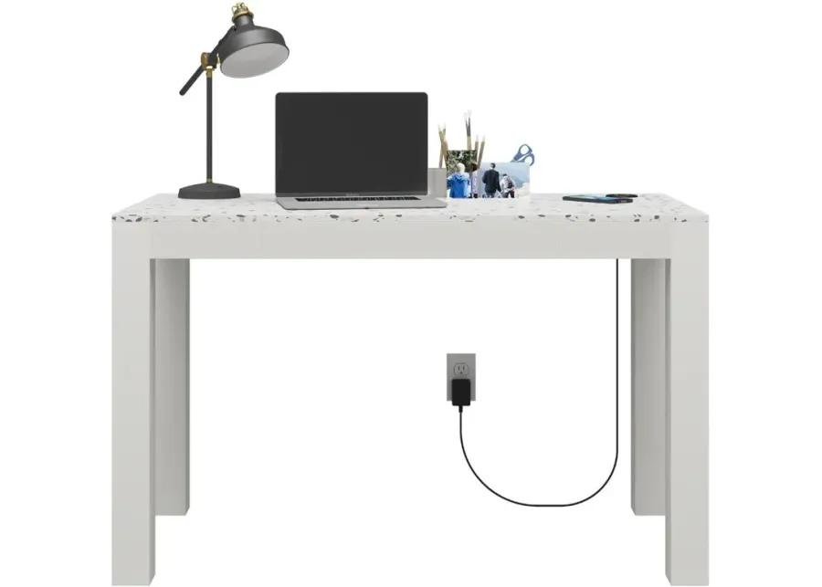 Astor White Desk with Wireless Charger