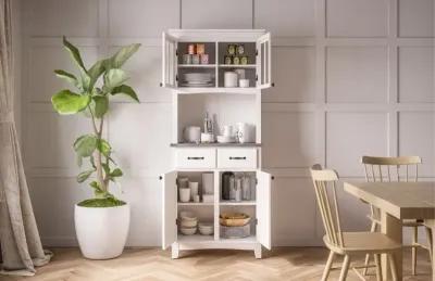 Homestyles Off-White and stainless steel top Buffet with Hutch