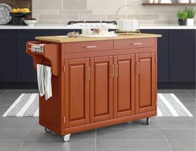 Create-A-Cart Brown Kitchen Cart with Hardwood Top