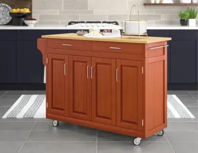 Create-A-Cart Brown Kitchen Cart with Hardwood Top