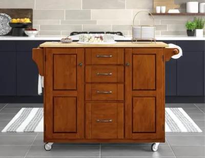 Create-A-Cart Dark Brown Kitchen Cart with Four Drawers