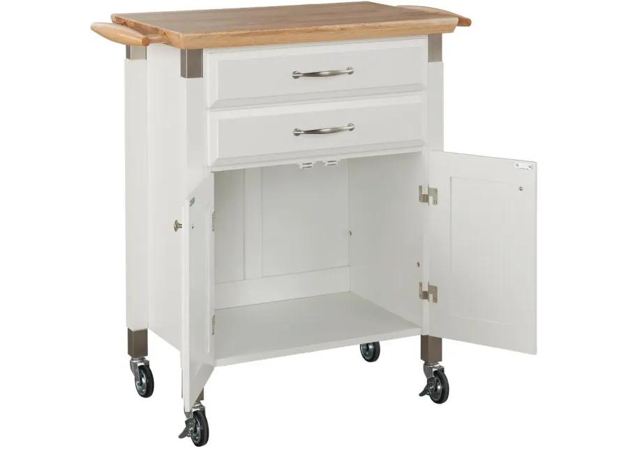 Dolly Madison Small Off-White Kitchen Rolling Cart