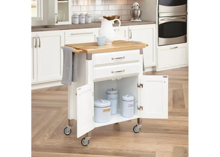 Dolly Madison Small Off-White Kitchen Rolling Cart