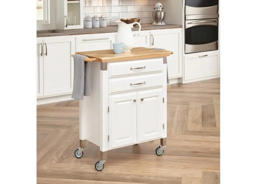 Dolly Madison Small Off-White Kitchen Rolling Cart