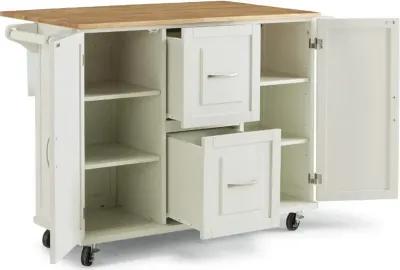 Dolly Madison Off-White Kitchen Cart with Drop Leaf