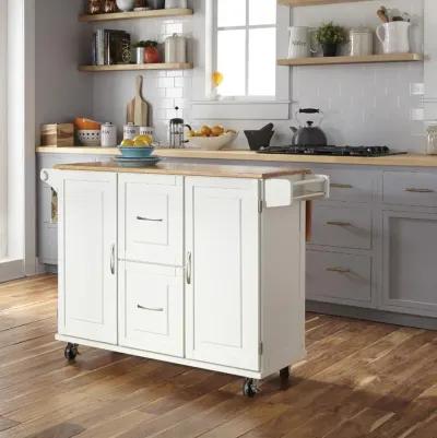 Dolly Madison Off-White Kitchen Cart with Drop Leaf