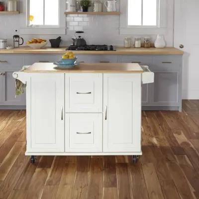 Dolly Madison Off-White Kitchen Cart with Drop Leaf