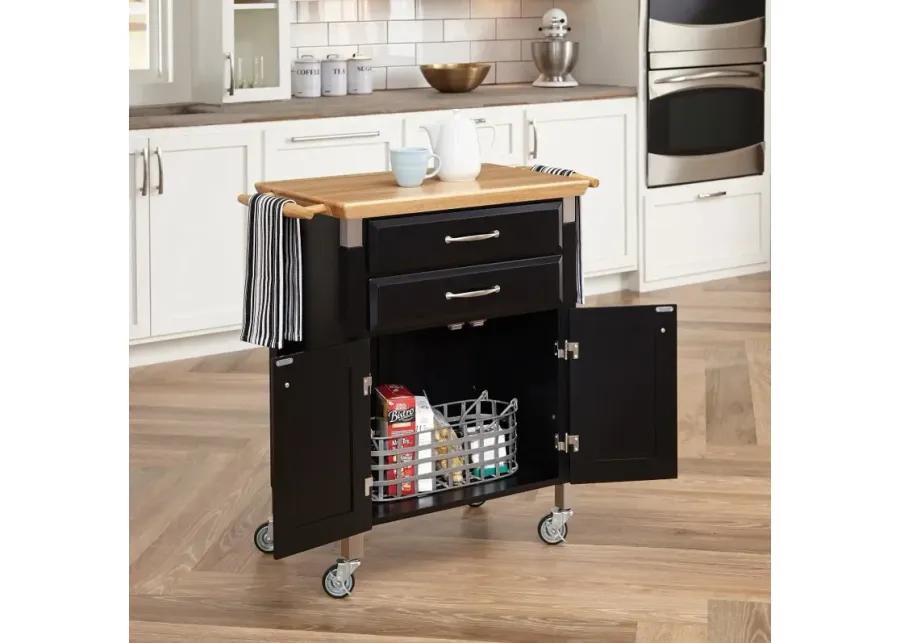 Dolly Madison Small Black Kitchen Rolling Cart