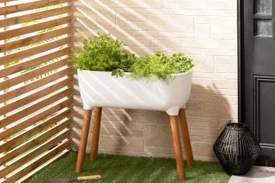 Dalya White Raised Planter - South Shore