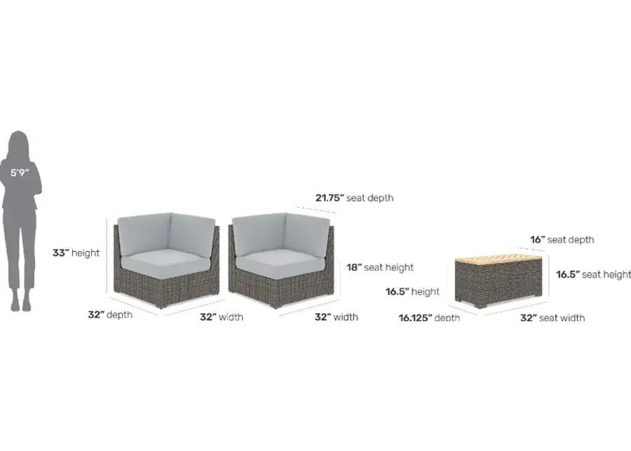 Boca Raton Gray Outdoor 3 Piece Set with Storage Table