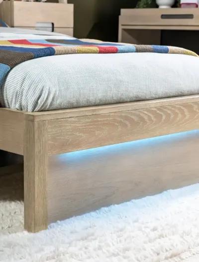 District Weathered Oak Twin Bed with Lights