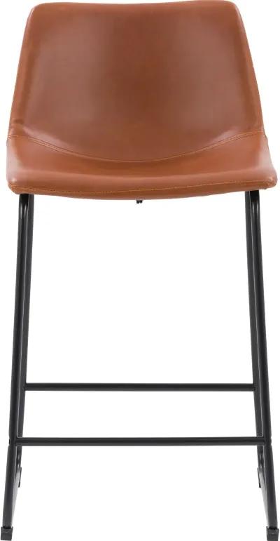 Palmer Brown Distressed Mid Back Counter Height Barstool, Set of 2