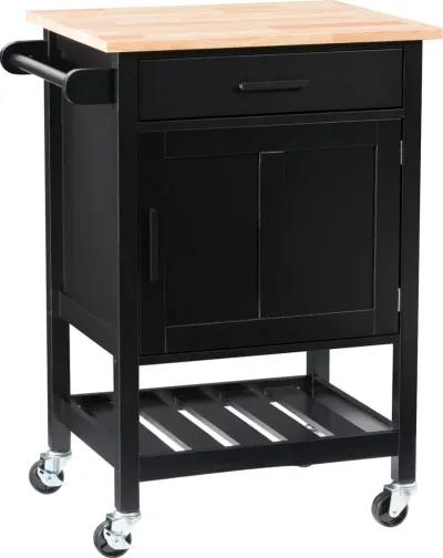 Sage Black Wood Kitchen Cart