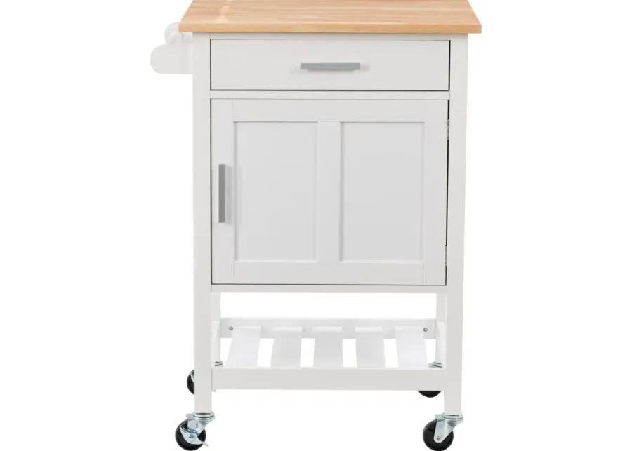 Sage White Wood Kitchen Cart