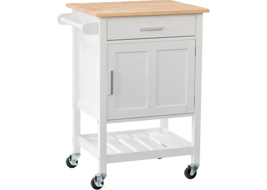 Sage White Wood Kitchen Cart