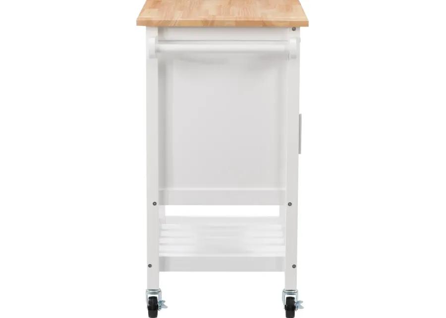 Sage White Wood Kitchen Cart