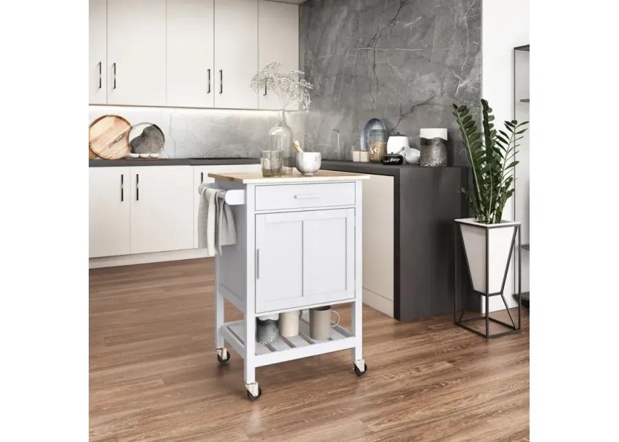 Sage White Wood Kitchen Cart