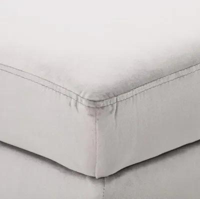 Perry Light Gray Velvet Storage Ottoman