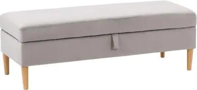 Perry Light Gray Velvet Storage Ottoman