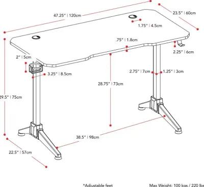 Conqueror Black and Red Gaming Desk