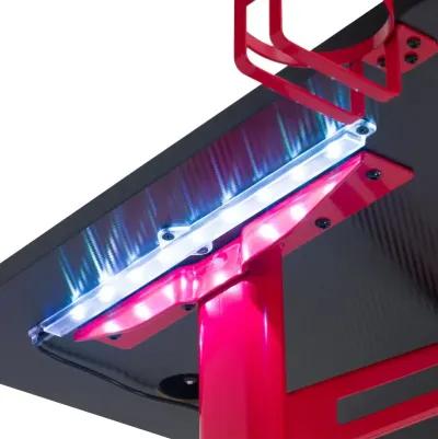 Conqueror Black and Red Gaming Desk with LED Lights