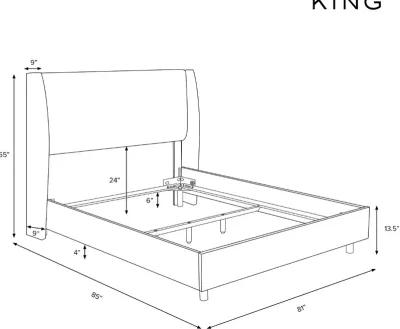 Sasha Boucl Ivory Curved Wingback King Bed - Skyline Furniture