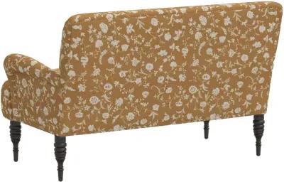 Sammie Ochre Floral Rounded Arm Settee - Skyline Furniture