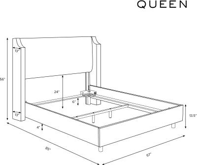 Hattie Army Green Notched Wingback Queen Bed - Skyline Furniture