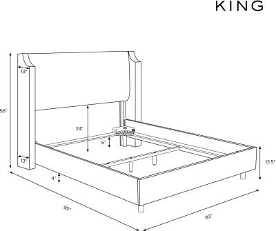 Hattie Army Green Notched Wingback King Bed - Skyline Furniture