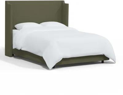 Hattie Army Green Notched Wingback King Bed - Skyline Furniture