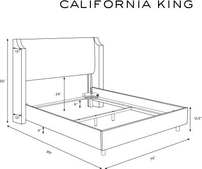 Hattie Army Green Notched Wingback California King Bed - Skyline...