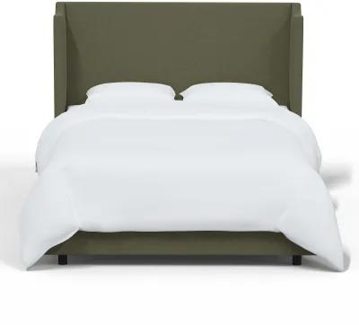 Hattie Army Green Notched Wingback California King Bed - Skyline...