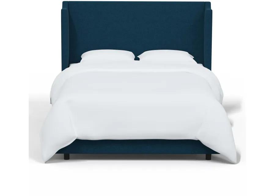 Hattie Navy Notched Wingback Full Bed - Skyline Furniture