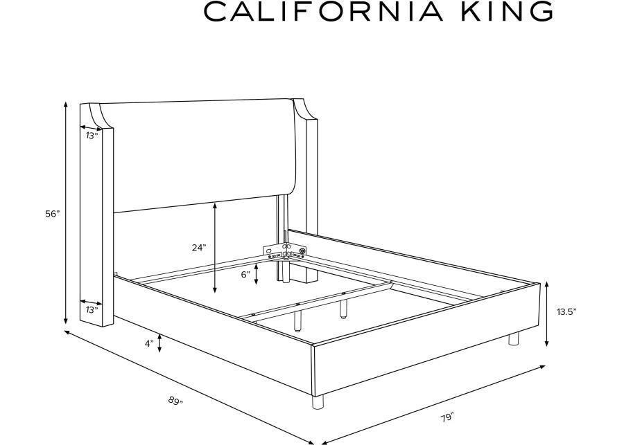 Hattie Gray Notched Wingback California King Bed - Skyline Furniture