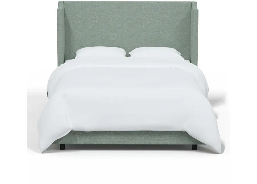 Hattie Seafoam Green Notched Wingback Full Bed - Skyline Furniture