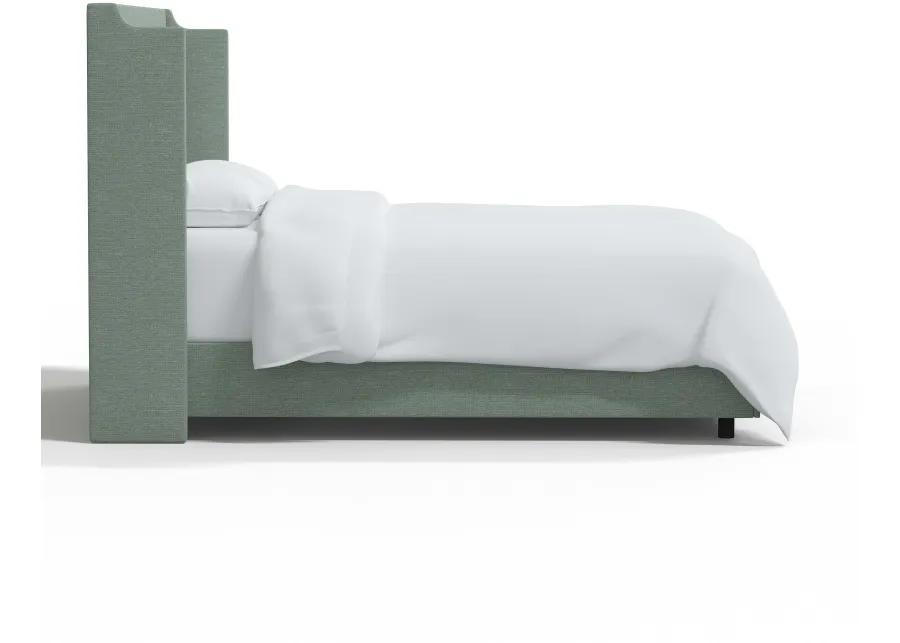 Hattie Seafoam Green Notched Wingback Full Bed - Skyline Furniture