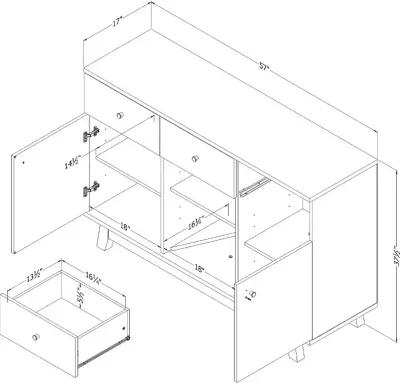 Bellami Light Brown Buffet with Wine Storage - South Shore