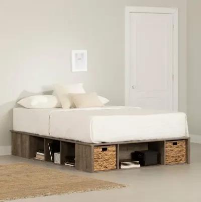 Prairie Brown Full Storage Bed with Baskets - South Shore