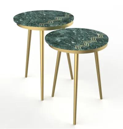 Avery Green Marble Nesting Tables, Set of 2