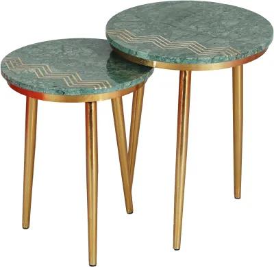 Avery Green Marble Nesting Tables, Set of 2