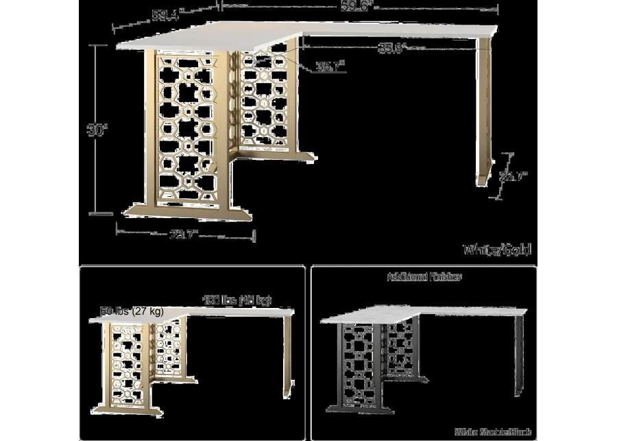 Ella White Marble L Shaped Desk