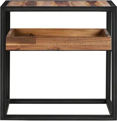 Ludgate Black and Brown Square End Table with Shelf