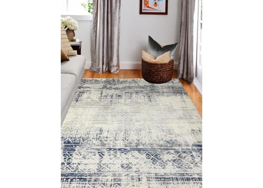 Livia Blue and Gray Bohemian 8 x 10 Area Rug