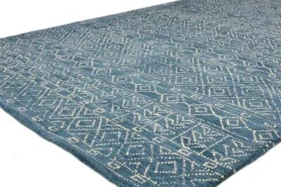 Ephraim Geometric Blue Wool 4 x 6 Area Rug